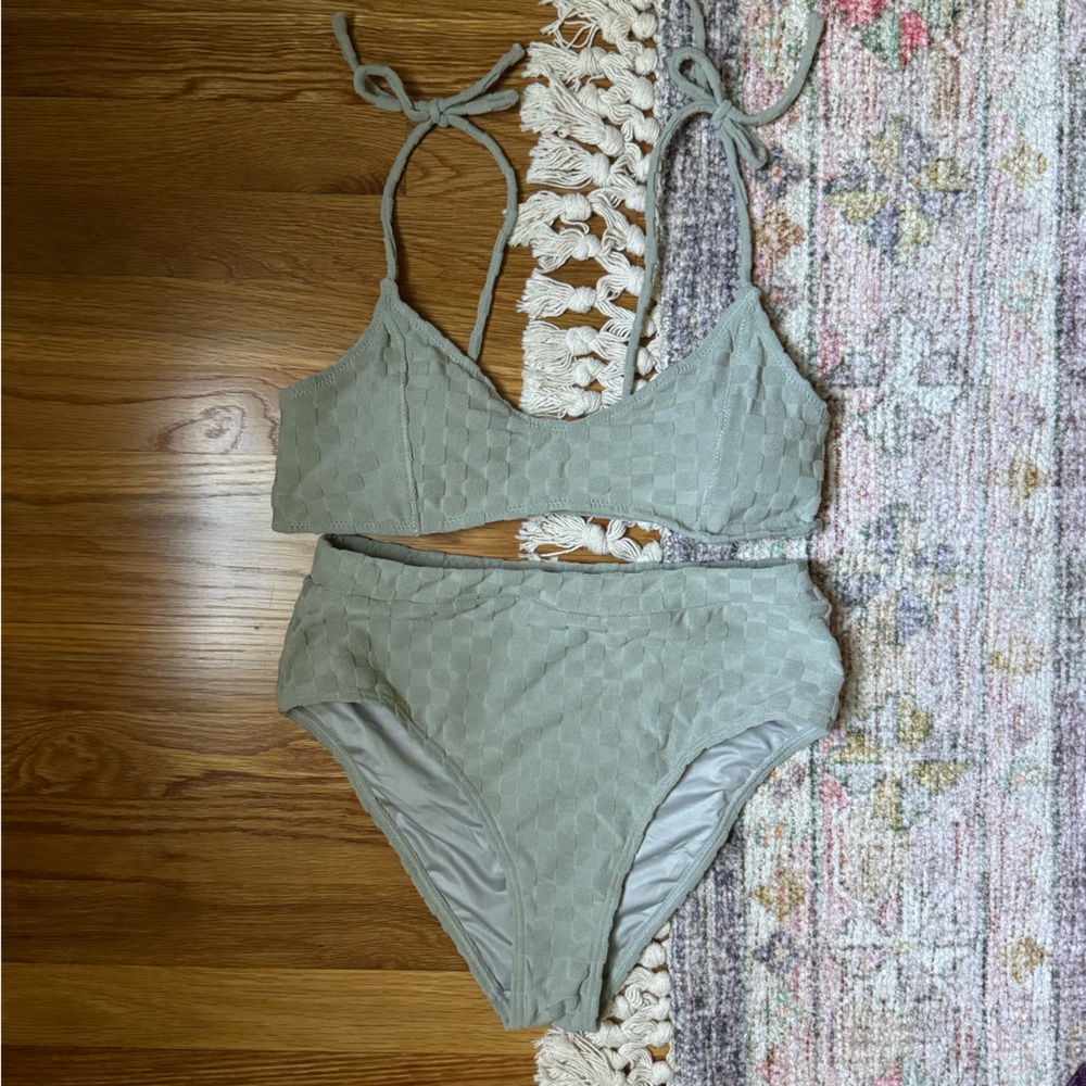 Rylee + Cru Textured Green Bikini Set